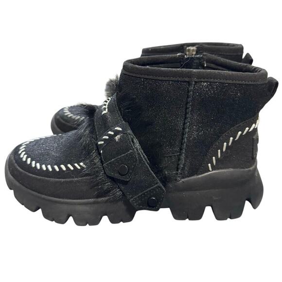 Ugg Fluff Punk UGGPure And Lamb Fur Suede Ankle Boots Fleece Black Size 5 - Picture 5 of 9